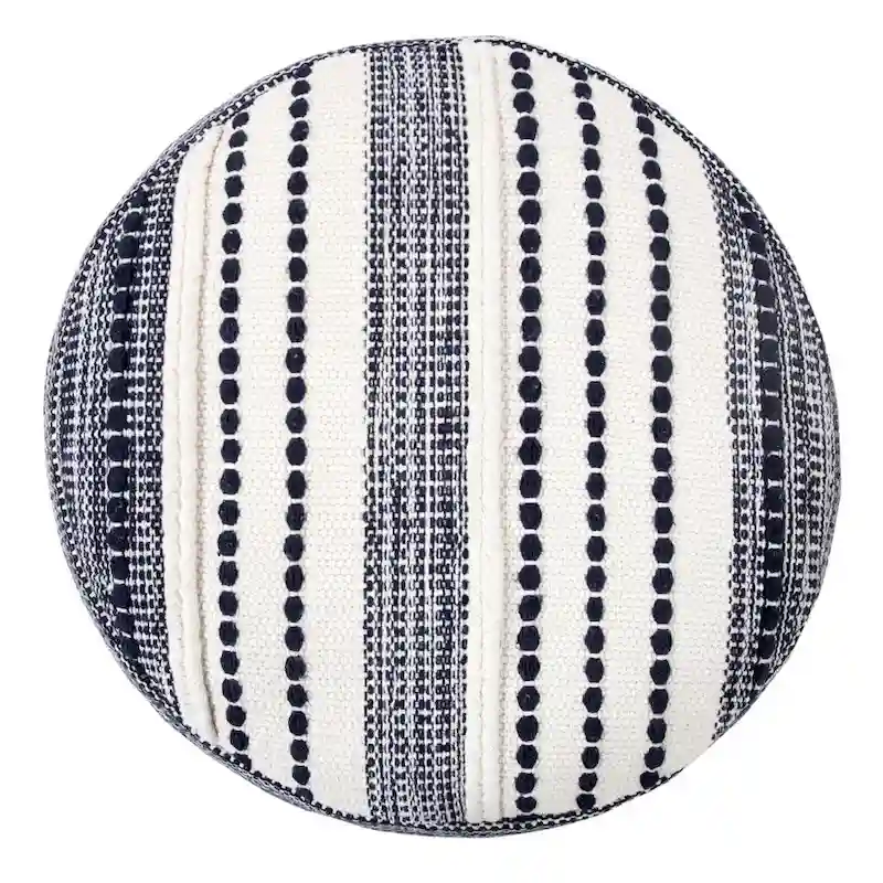 18-Inch Blue 100% Cotton Round Ottoman