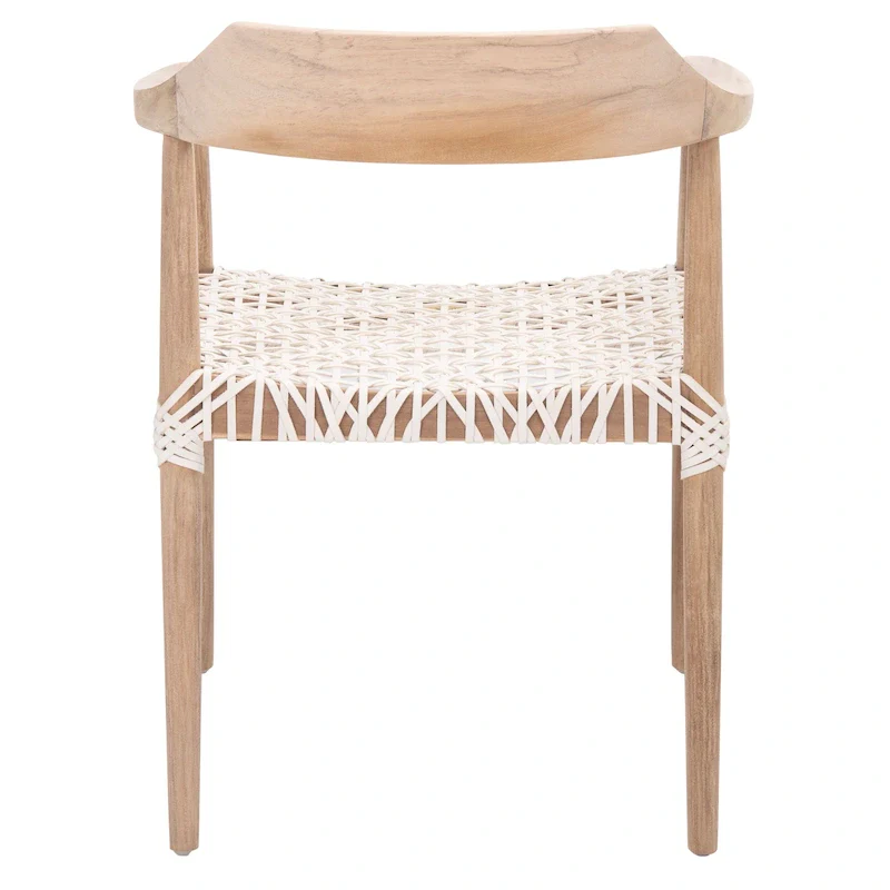 Munro Wanda Woven Leather & Solid Wood Accent Chair (Fully Assembled) - 22  W x 20.5  L x 28.5  H - 22Wx21Dx29H