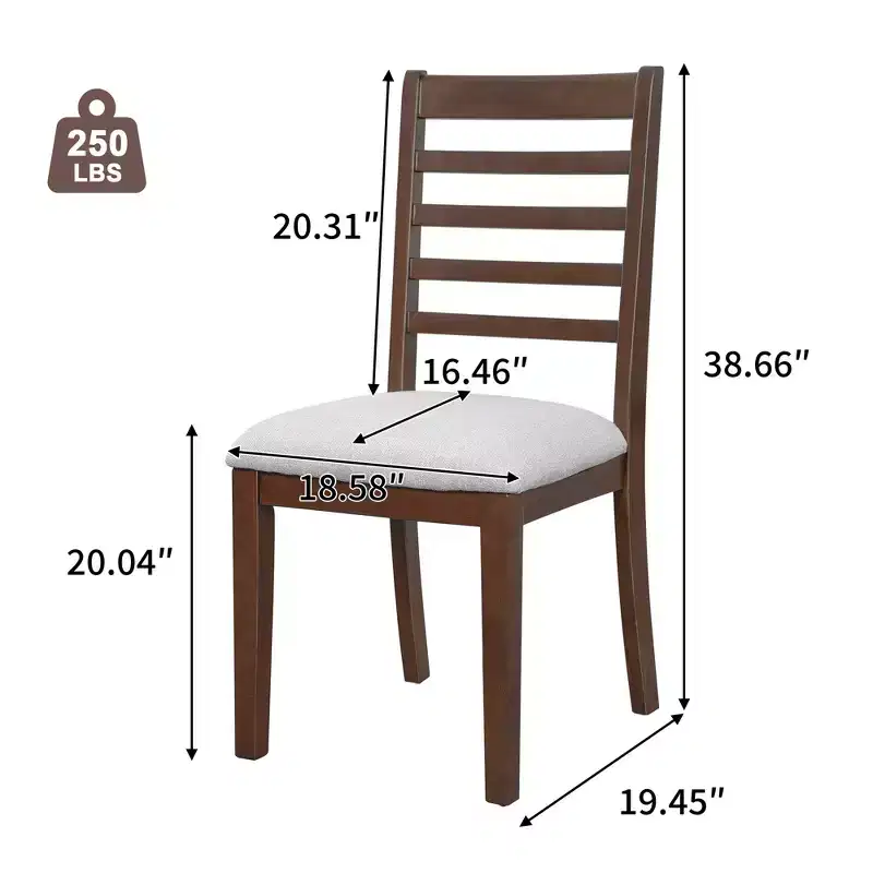 Set of 2/4 Farmhouse Dining Chairs Upholstered Dining Chairs Armless Chairs with High Ladder Back, Natural/Brown+Beige-ModernLuxe