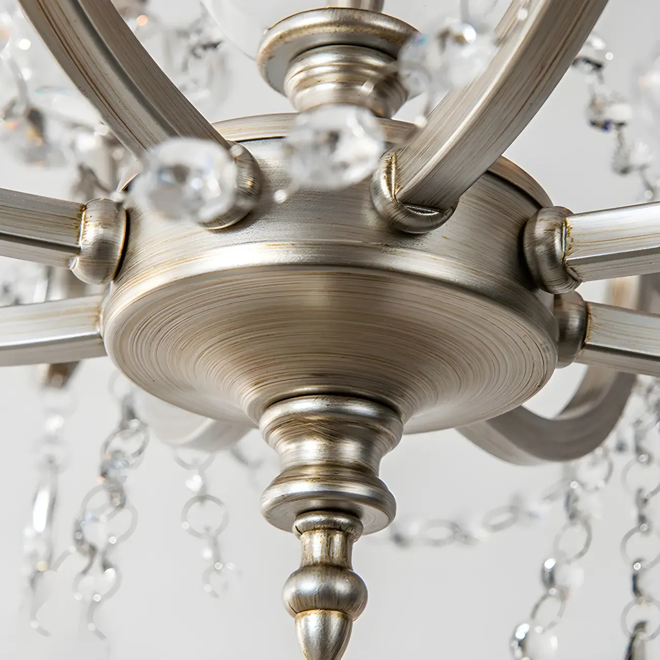 Adjustable Hanging Silver Crystal Candelabra Chandelier