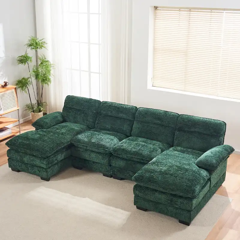 U-Shaped Chenille Sofa