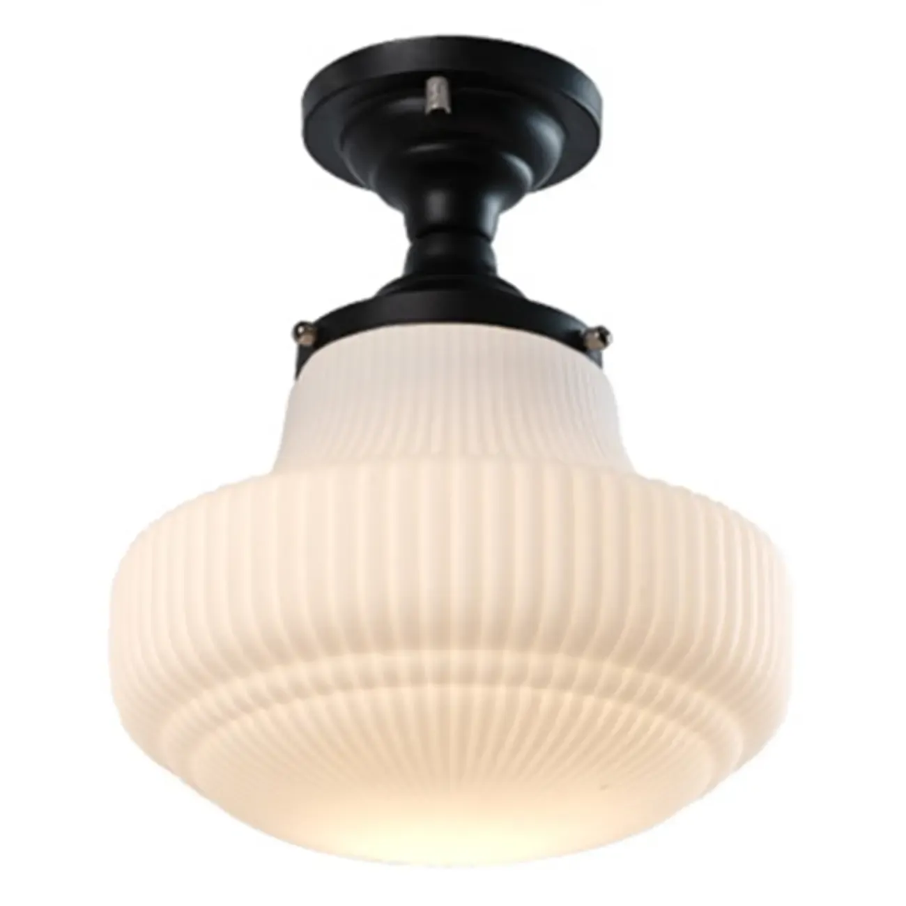 Art Deco Black Metal Glass Modern Semi-Flush Ceiling Light