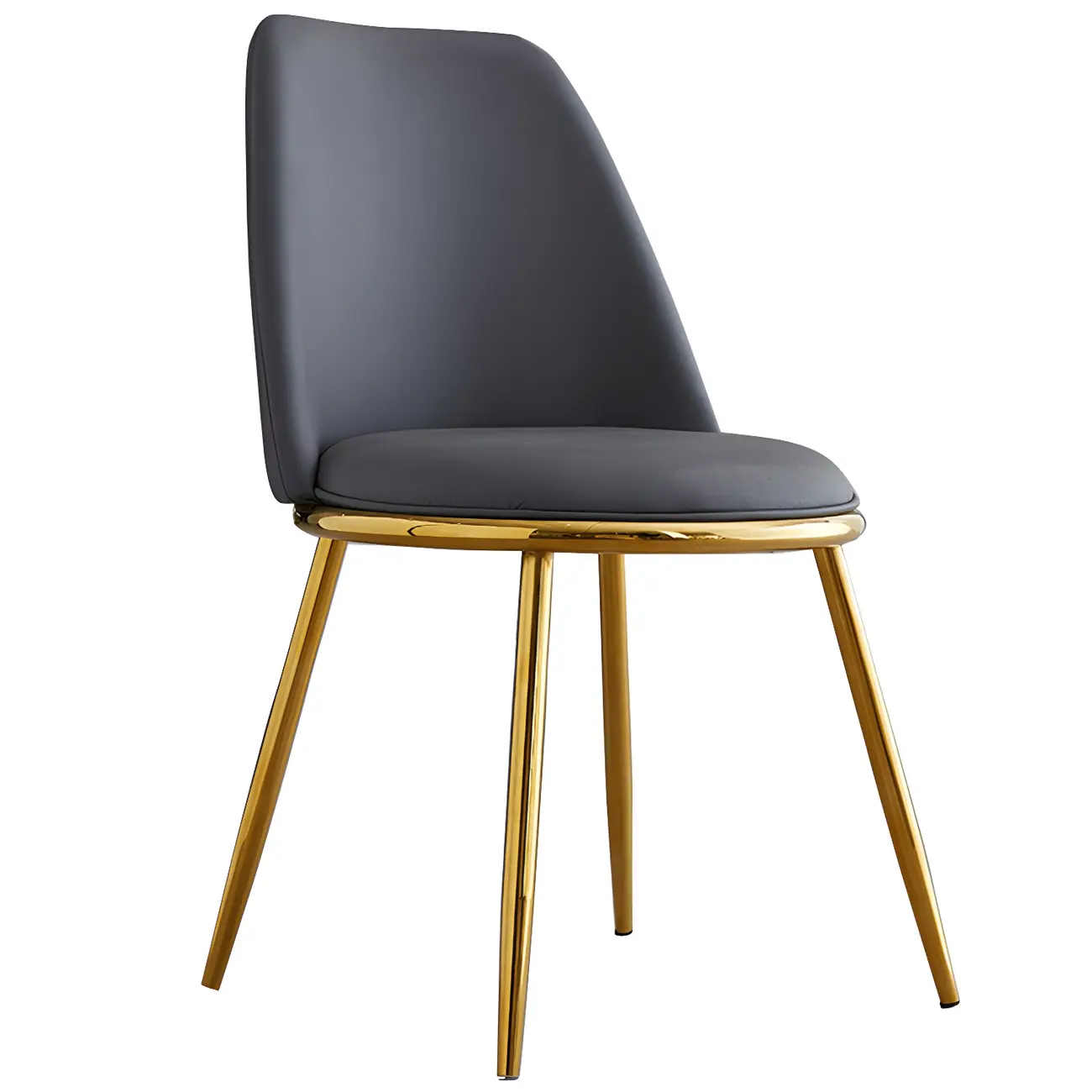 Glam Scandinavian Leather Armless Dining Chairs Metal Frame