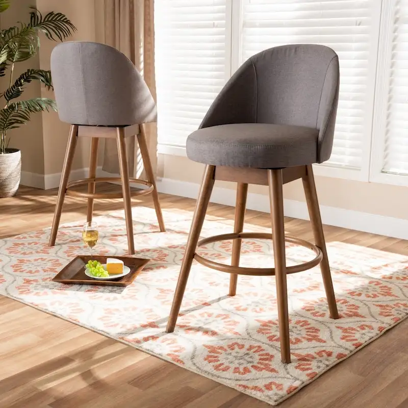 Mid-Century Modern Swivel 2-Piece Bar Stool Set