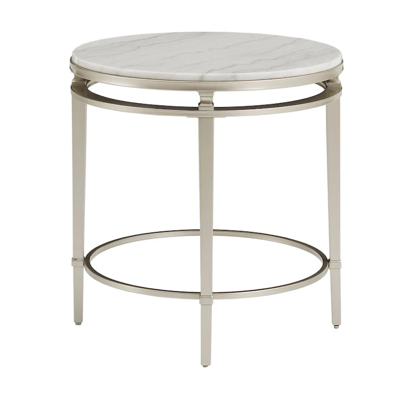 Egan Champagne Silver Finish Marble Top Table by iNSPIRE Q Modern