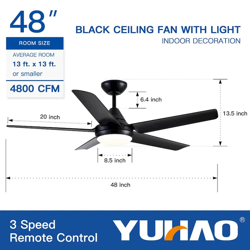 48 In Intergrated LED Ceiling Fan with ABS Blade - 48.00 *48.00 *13.77