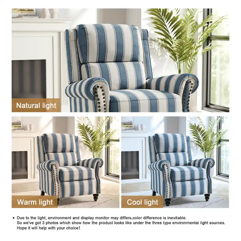 Nail-head Padded Seat Pushback Recliner Chair