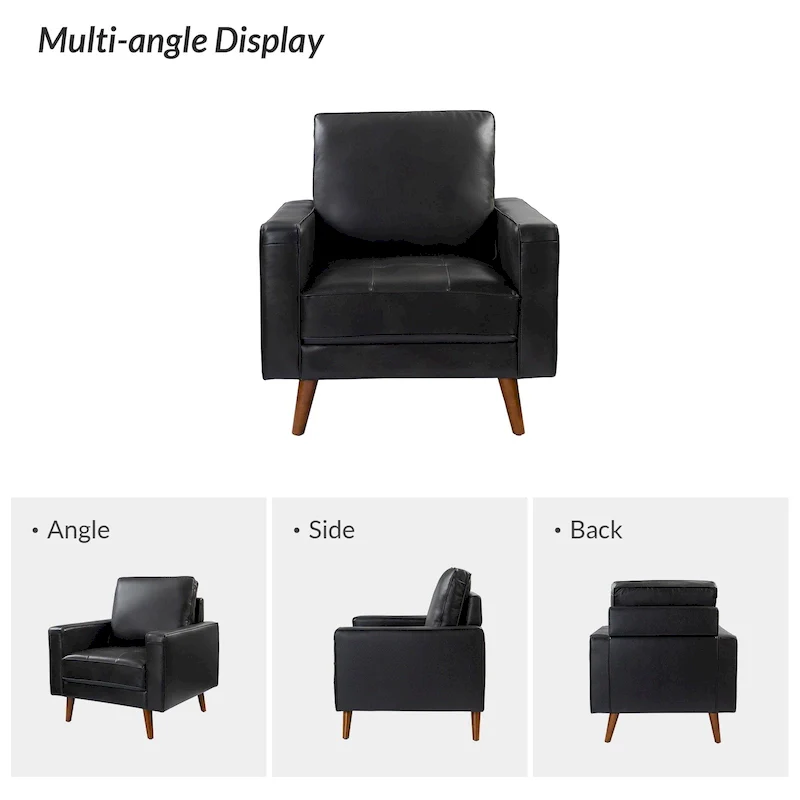 Elizabeth Mid-century Genuine Leather Arm Chair by HULALA HOME