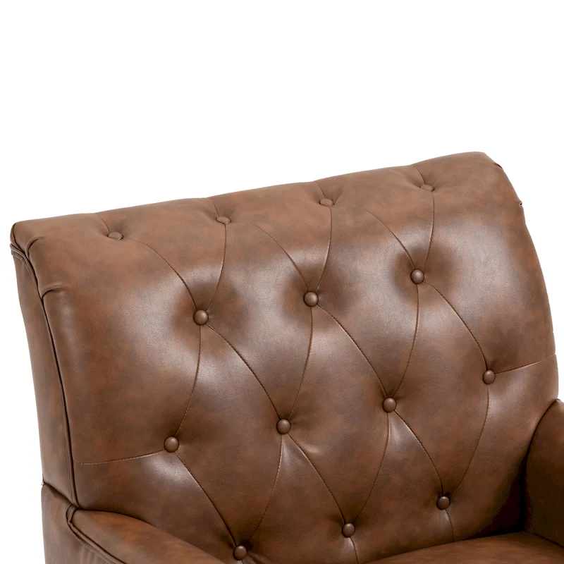 Tufted Vegan Leather Accent Chairs Armchairs with Nailhead Trim