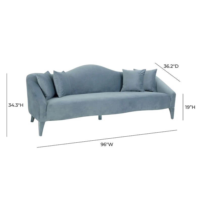Naya Velvet Sofa - 96W x 36.2D x 34.3H - 96W x 36.2D x 34.3H