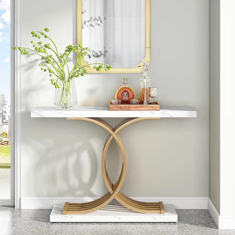Console Table, Entryway Table with Geometric Legs, Sofa Table - 11.81  D x 39.37  W x 31.49  H