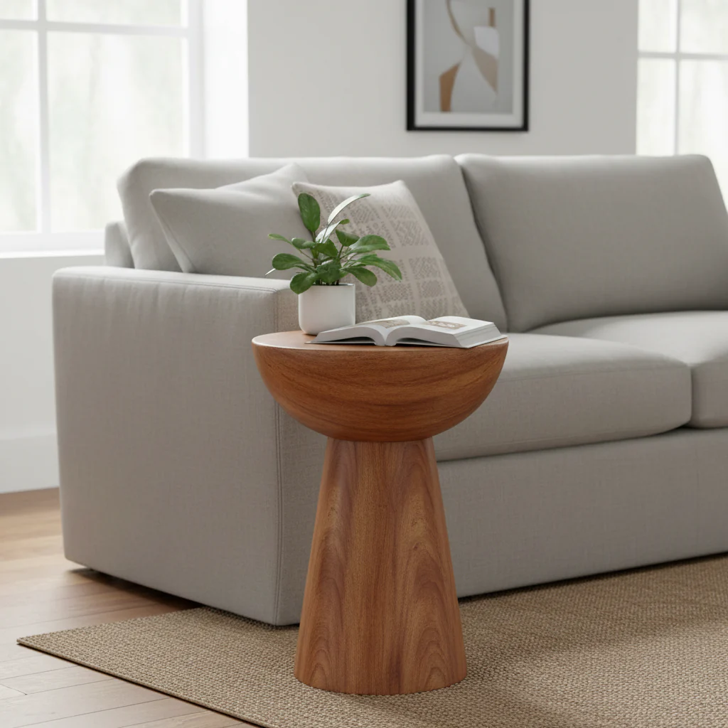Hand-hammered metal side table - bronze or copper