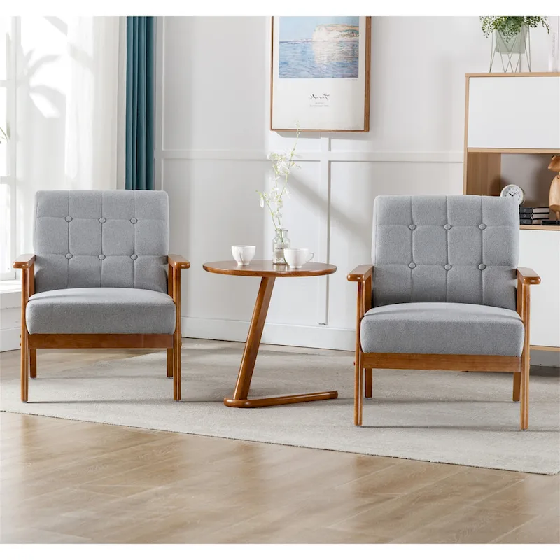 Mid Century Modern Accent Chairs Set of 2 with Side Table