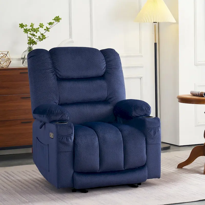 Electric Power Recliner Chair with Heat and Massage, Fabric 6079/PR670