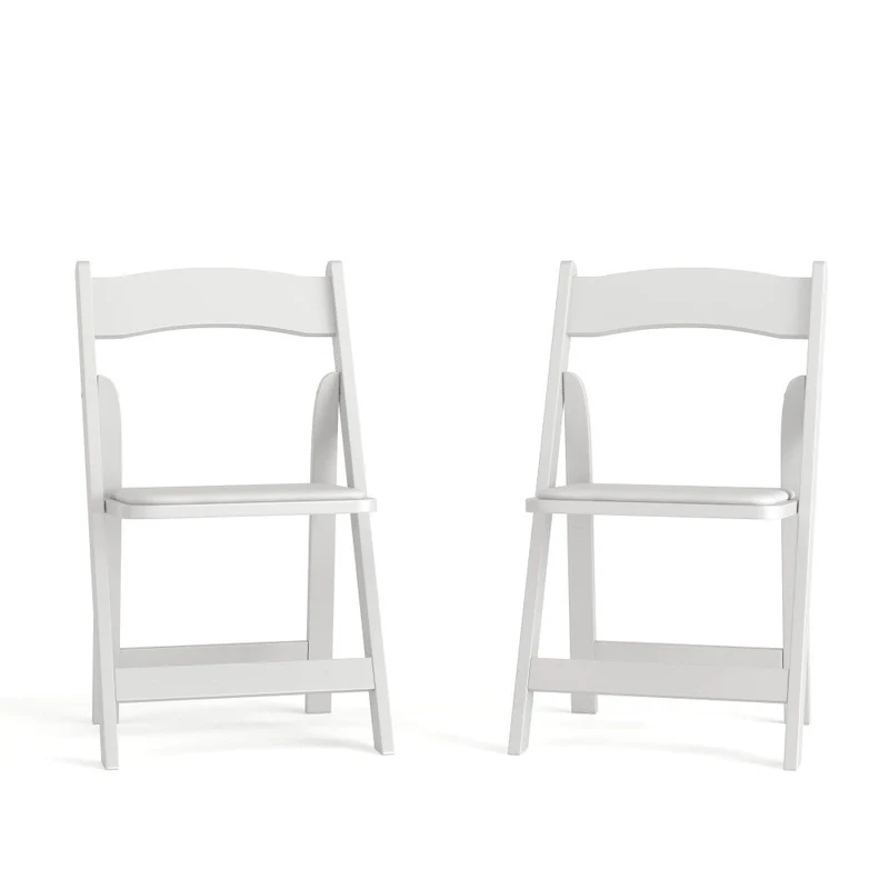 Wood Folding Chair with Vinyl Padded Seat (Set of 2)
