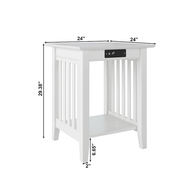 AFI Mission Printer Stand with Built-in Charger in White