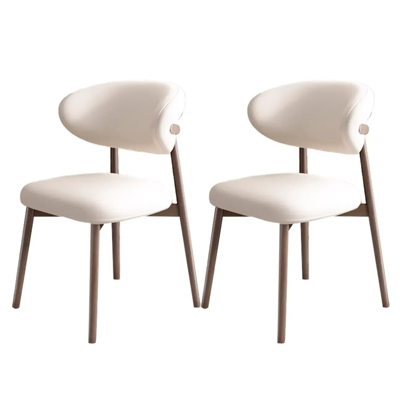 Modern Leather Wood Dining Chair Set of 2