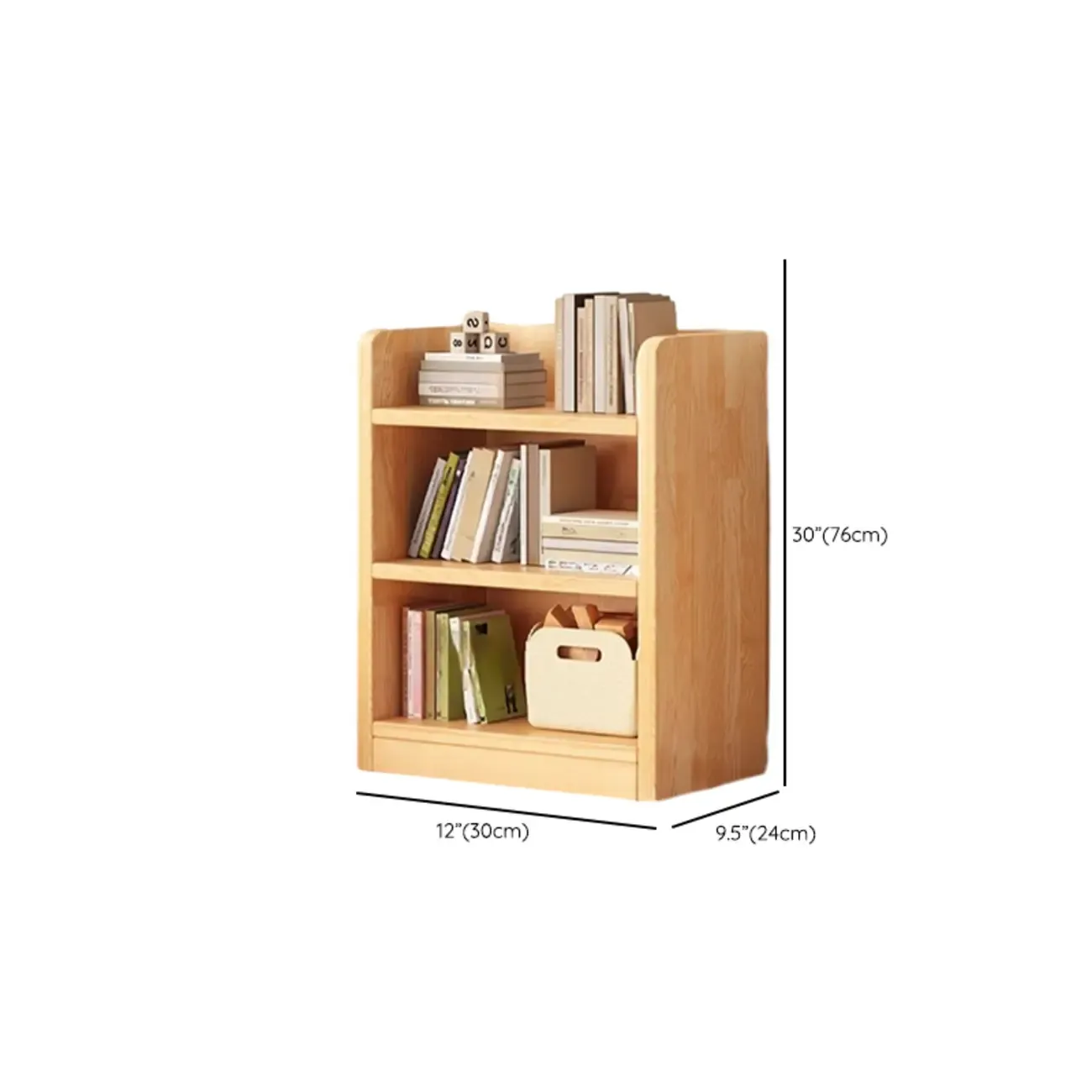 Narrow Vertical Modern Wooden Bookcase in Natural Finish