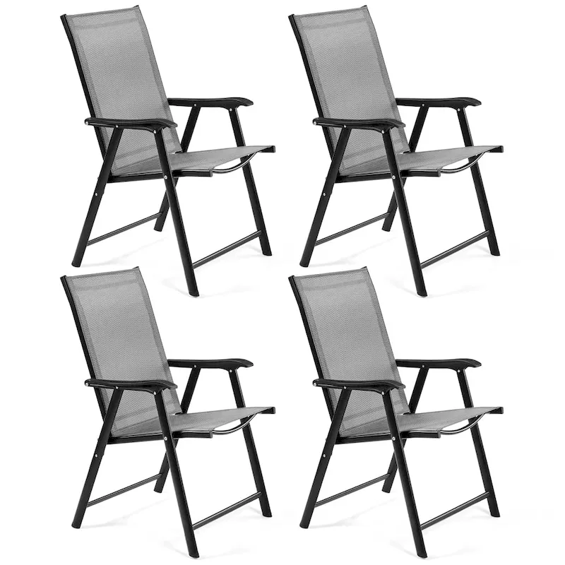 Yaheetech 4pcs Folding Dining Chairs Patio Dining Chairs with Backrest and Armrests