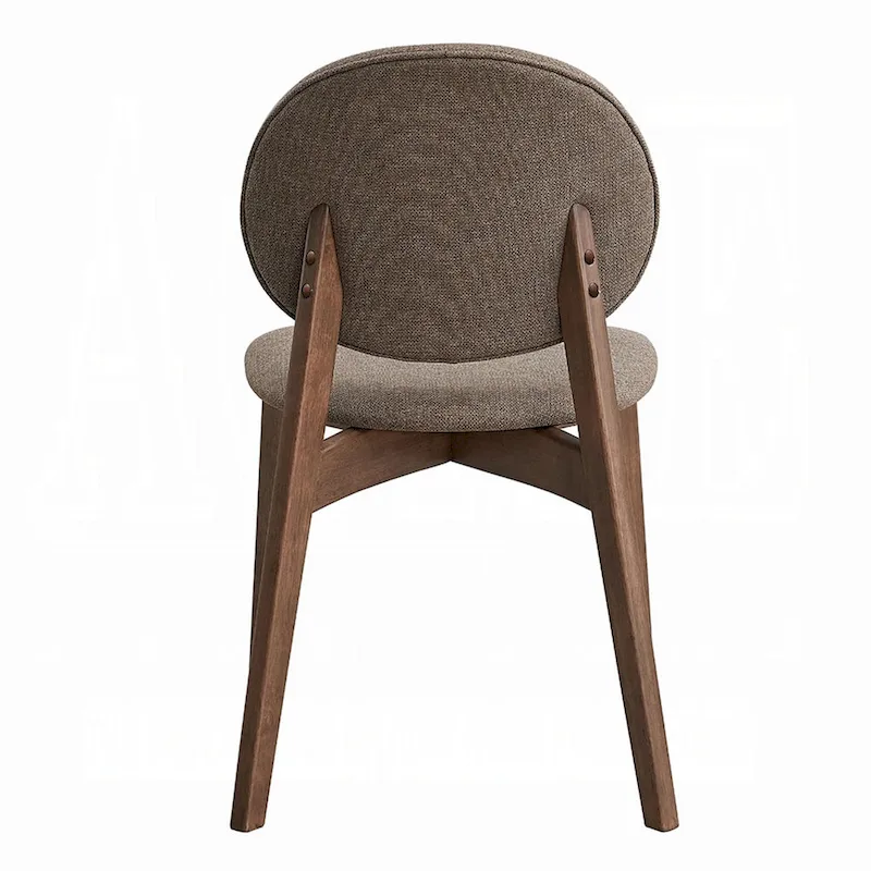 Hamza Side Dining Chair Set of 2, Light Brown Linen, Walnut Rubberwood