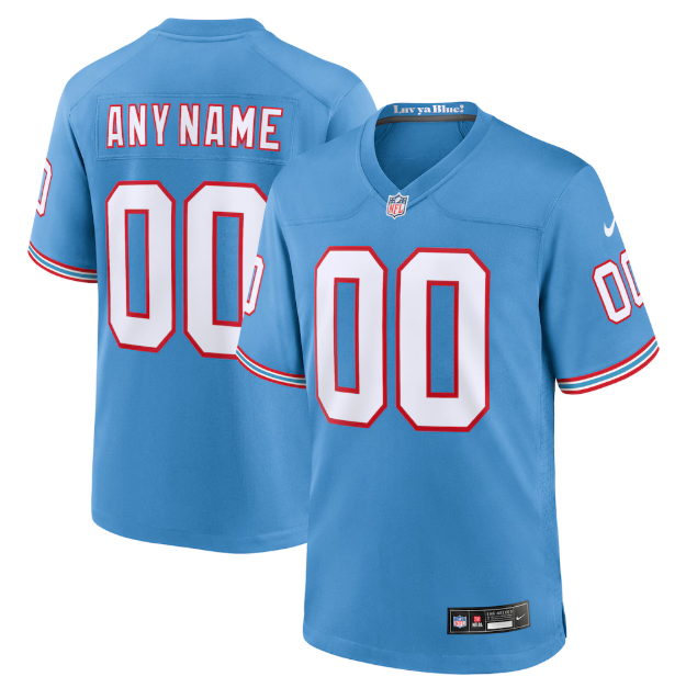 Tennessee Titans Light Blue Oilers Throwback Custom Game Jersey