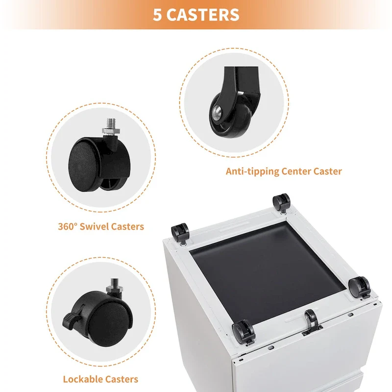 3-Drawer Steel Locking Rolling File Cabinet
