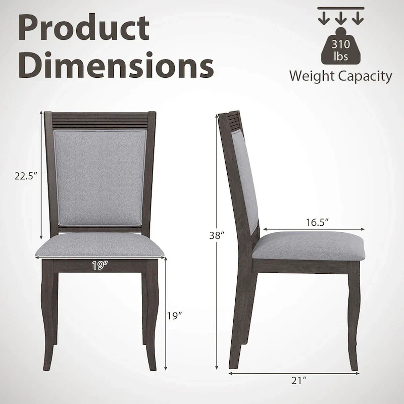 Costway Wood Dining Chairs Set of 2/4 with Rubber Wood Frame Padded