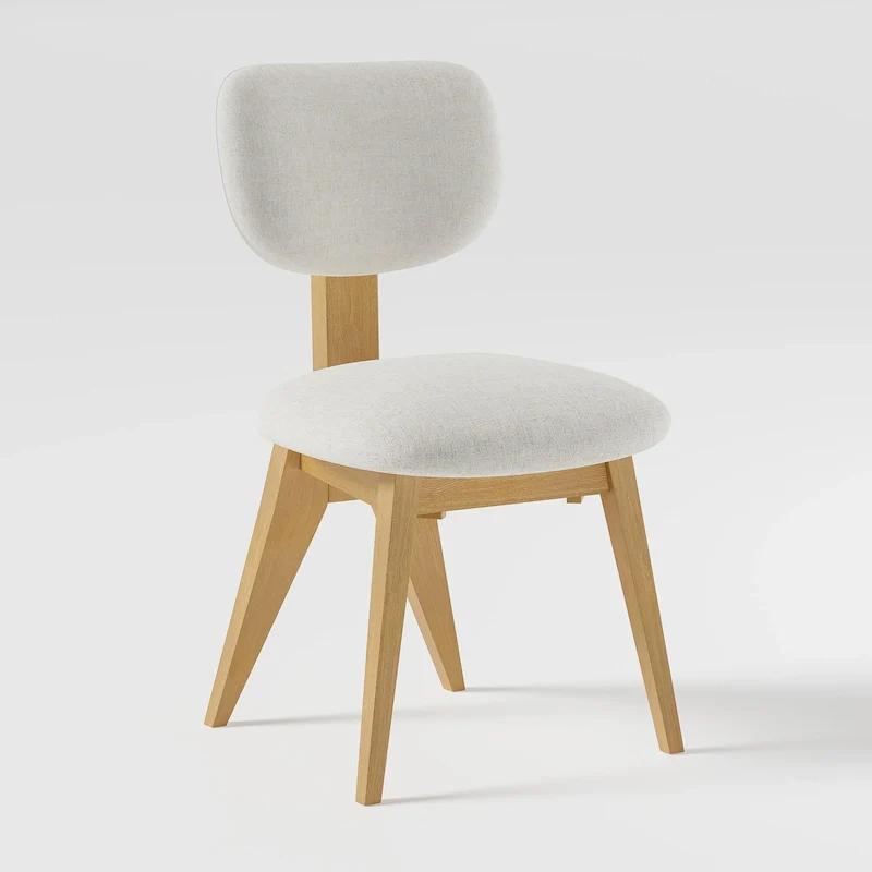Solid Wood Dining Chair with Child-Safe Curved Edges, Minimalist Style