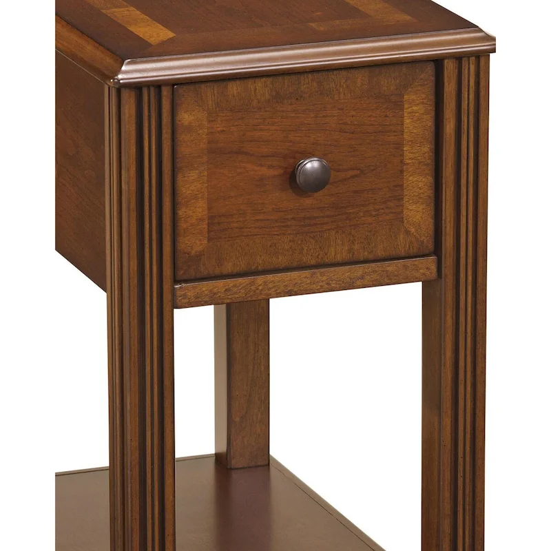 Chair Side End Table with 1 Drawer and Open Bottom Shelf, Brown