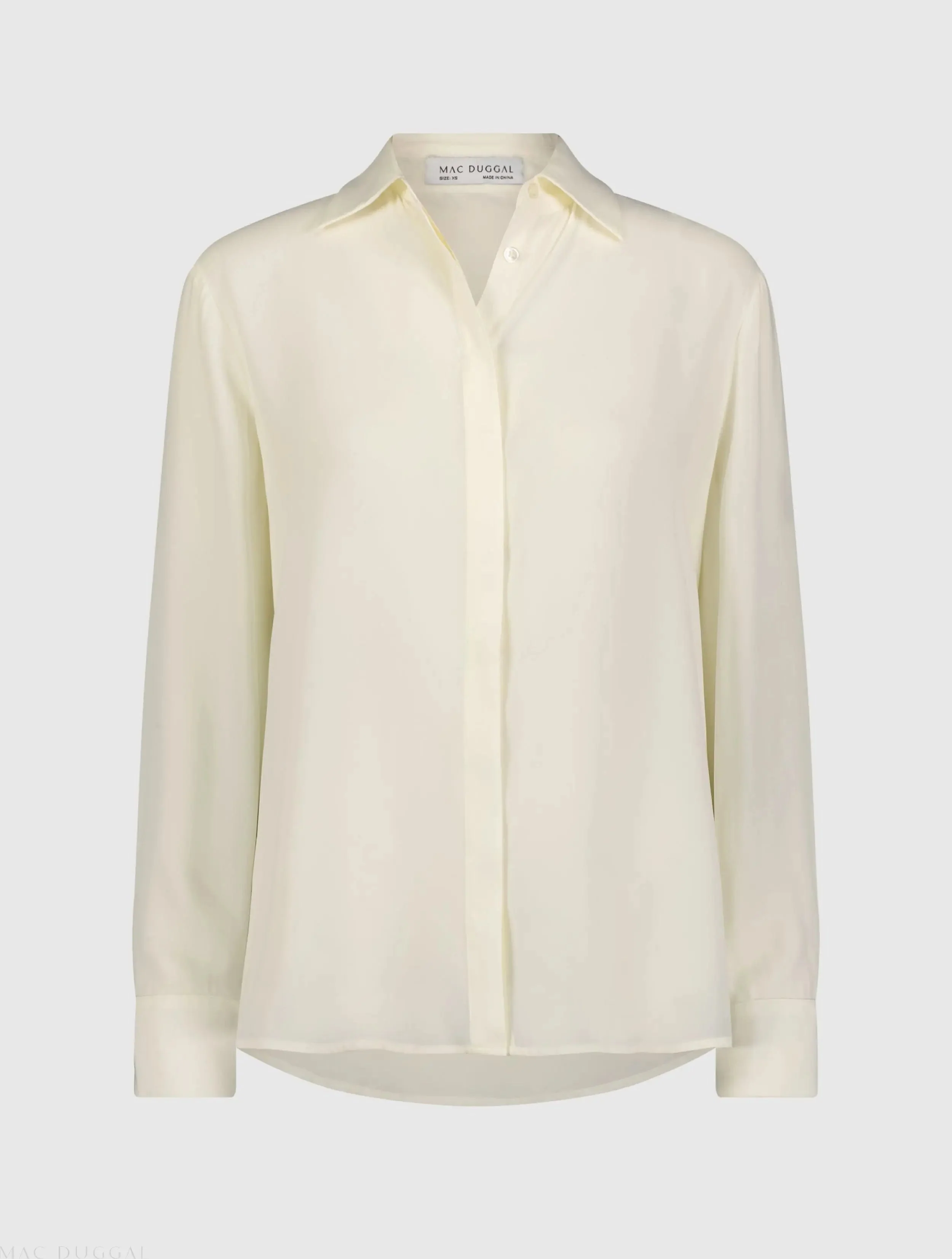 The Bentley White Long Sleeve Button Up Georgette Blouse - FINAL SALE