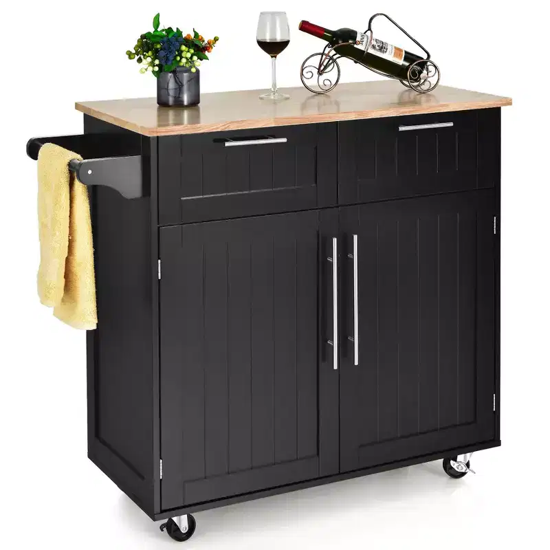 Costway Rolling Kitchen Cart Island Heavy Duty Storage Trolley Cabinet Utility