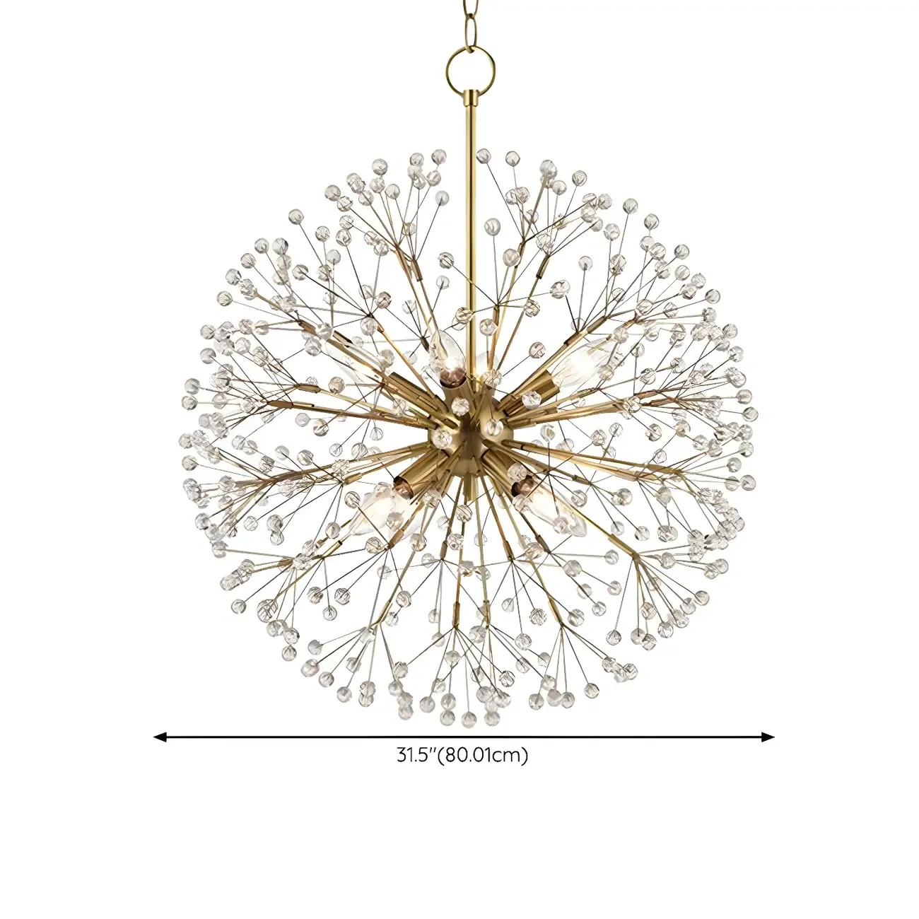 Modern Adjustable Gold Crystal Sputnik Starburst Chandelier