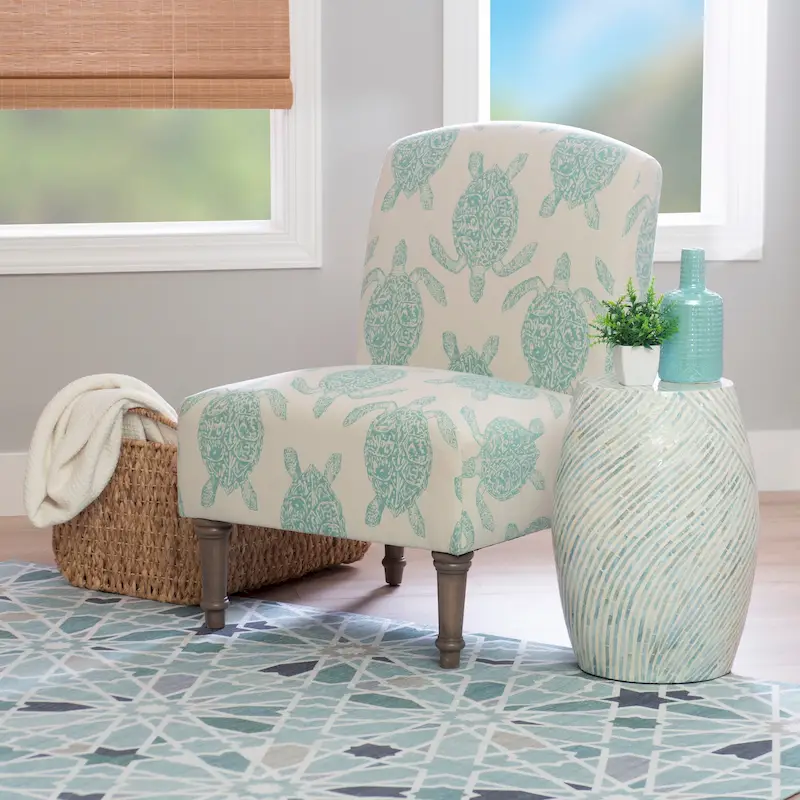 Terrapin Upholstered Turtle Pattern Accent Chair