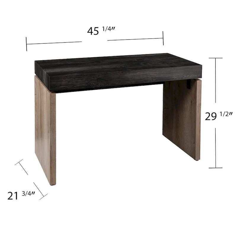 Black & Natural Two-Tone Writing Desk with Metal Legs – 1-Person