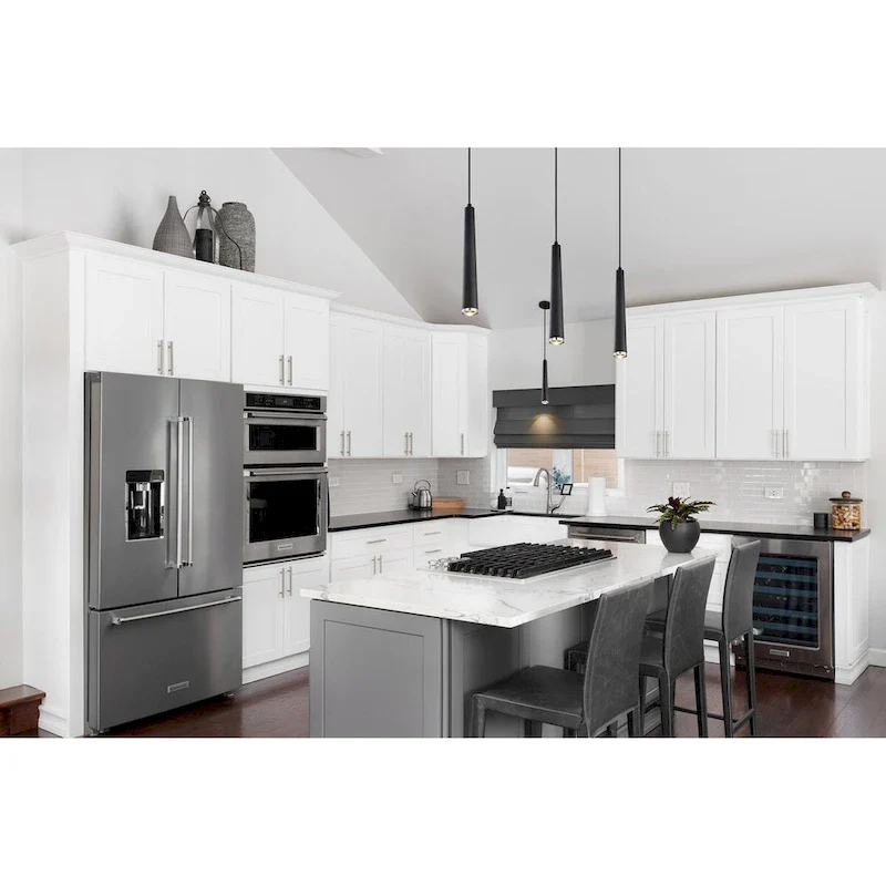 Melrose 12 Watt 16  LED Pendant Matte Black and Brushed Nickel Finish