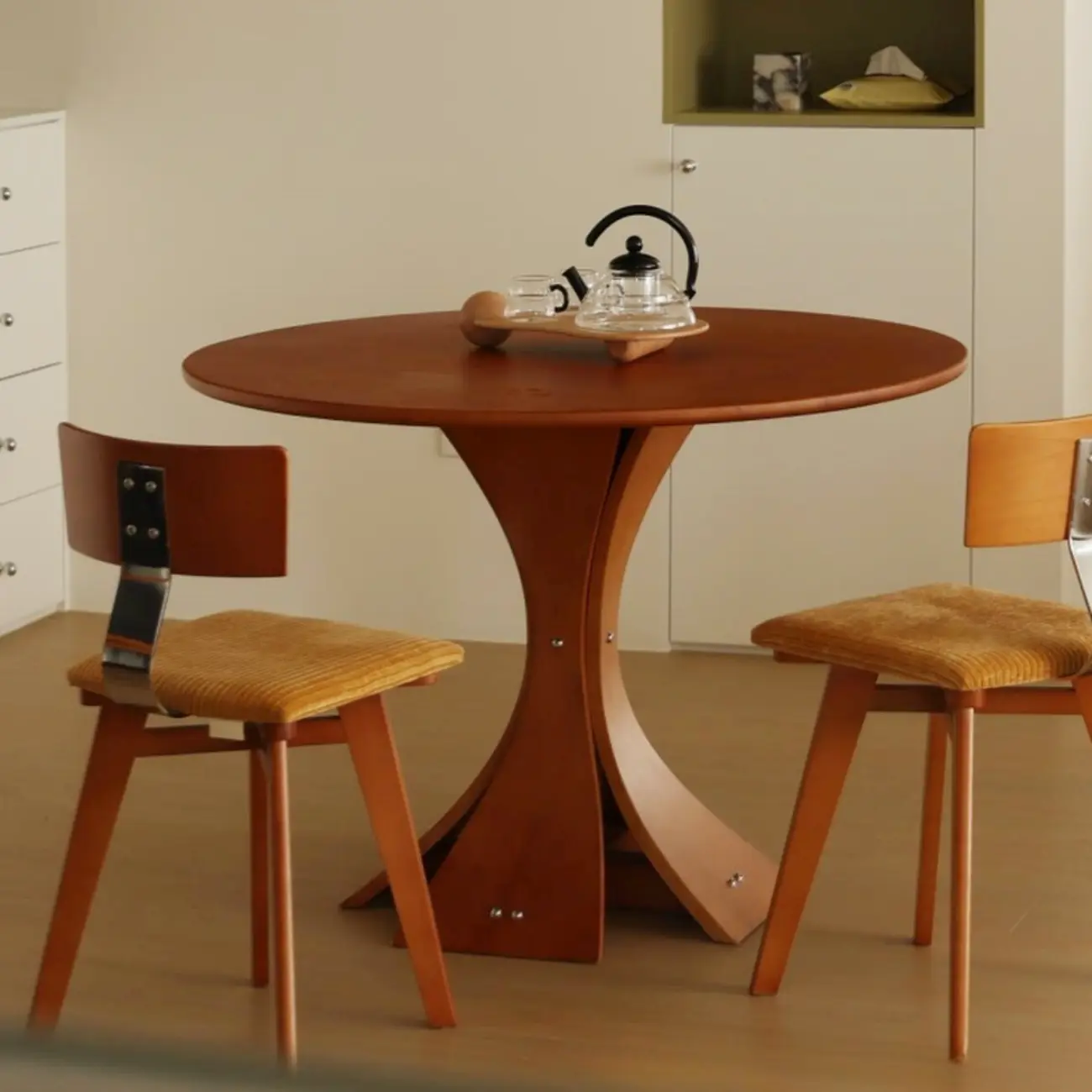 Mid-century Modern Cushioned Wooden Armless Dining Chair