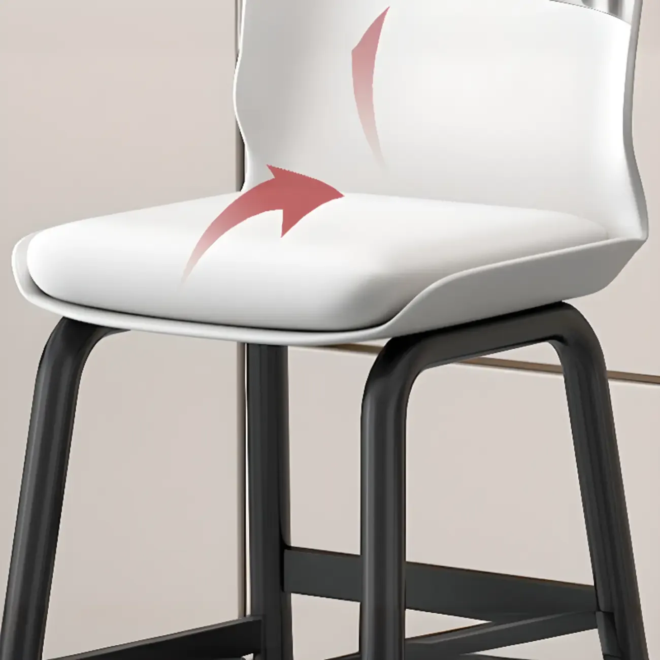 Stylish Rectangular Faux Leather Metal Cafe Bar Stools