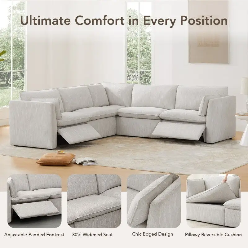 Cypress 107W L-shape Power Reclining Sectional Sofa Couch
