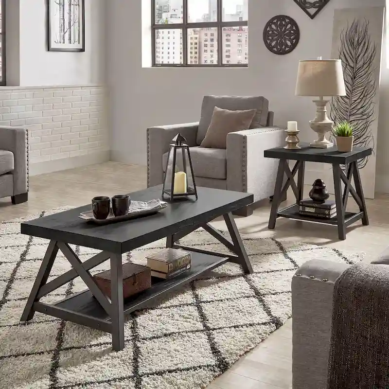 Bryson Rustic X-Base Accent Tables by iNSPIRE Q Classic