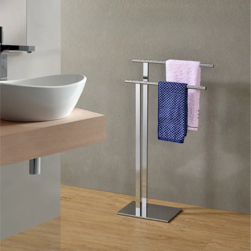Freestanding Bathroom Towel Rack Stand, Chrome