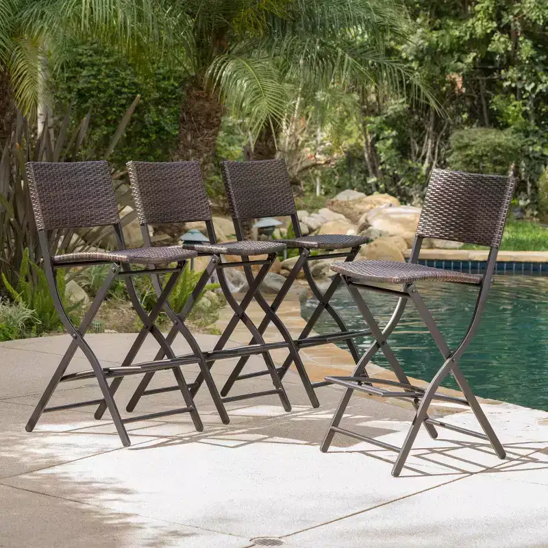 Christopher Knight Home Margarita Outdoor Wicker 28 Inch Folding Barstools (Set of 4), Multibrown