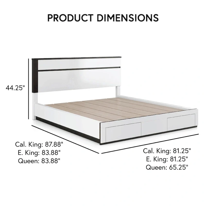 Modern white wooden six-piece platform bedroom furniture