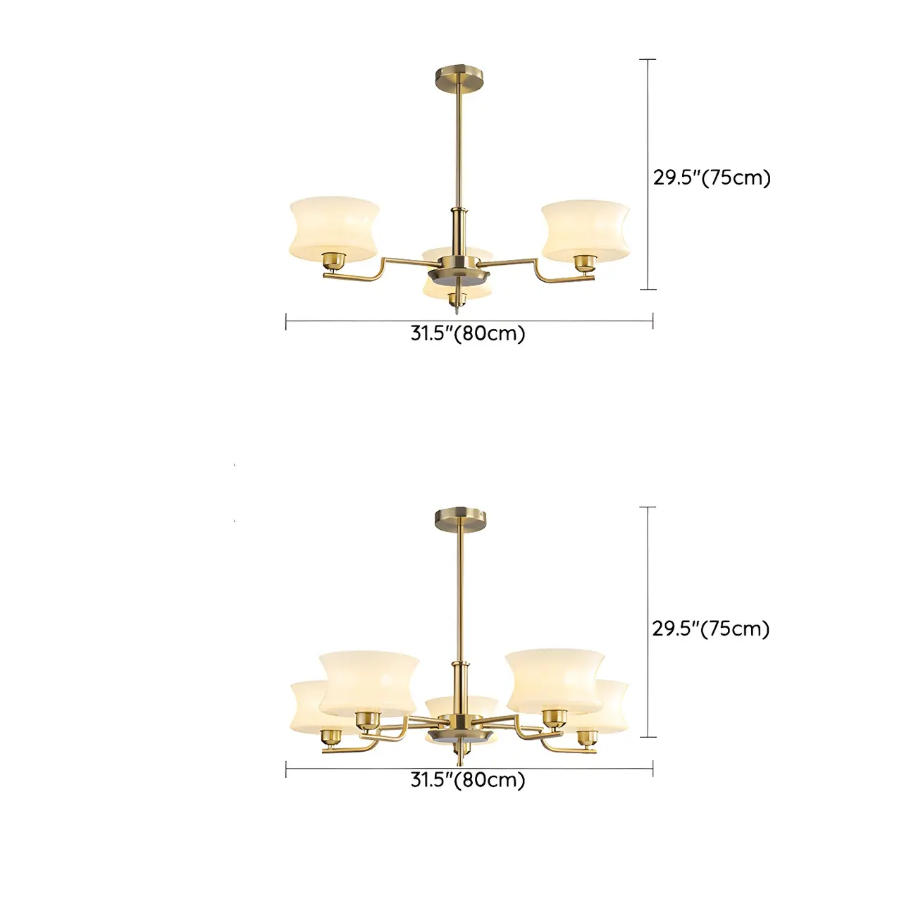 Modern Elegant 3-5 Lights Beige Glass Large Chandelier