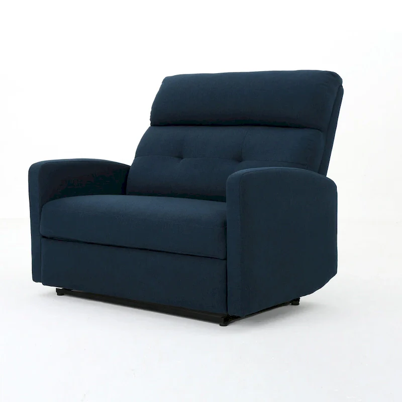Navy Blue Tufted Power Recliner Chair, Single Seat