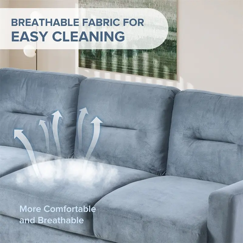 Fabric Sofa with Wood Frame and Legs
