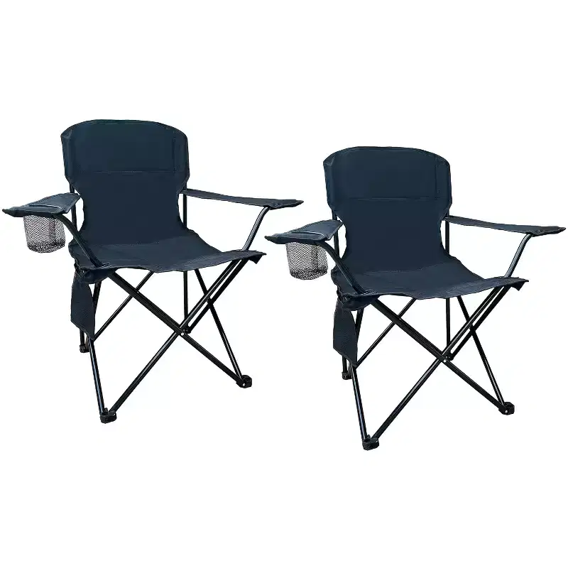 Bestier Camping Chair Folding Portable Outdoor Lounge Chair with Cup Holder & Side Pocket - 2 Sets