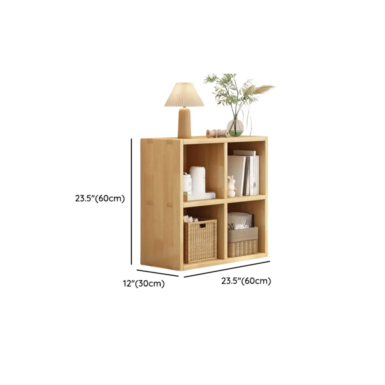 Modern Oak Bookcase Spacious Shelves Multi-Cabinets