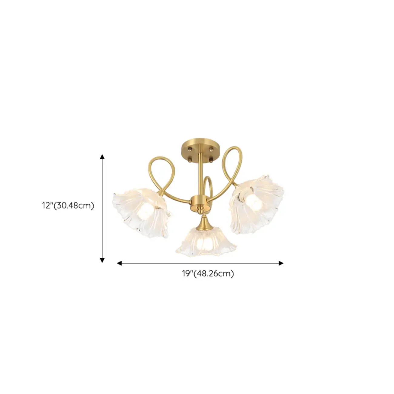 Flower Shaped Modern Gold Semi-Flush Ceiling Light with 3-Light