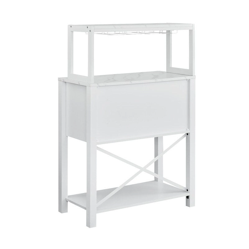 32 in. Wood Buffet Bar Cabinet with Wine Rack - Holds up to 9 Bottles