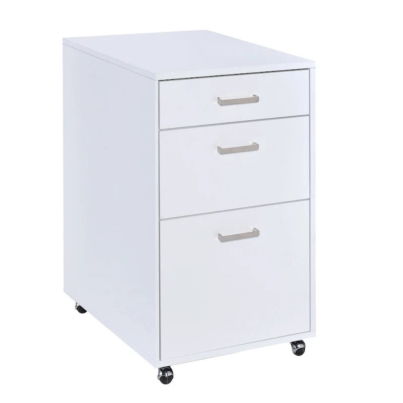 Handela White High Gloss File Cabinet with 3 Drawers